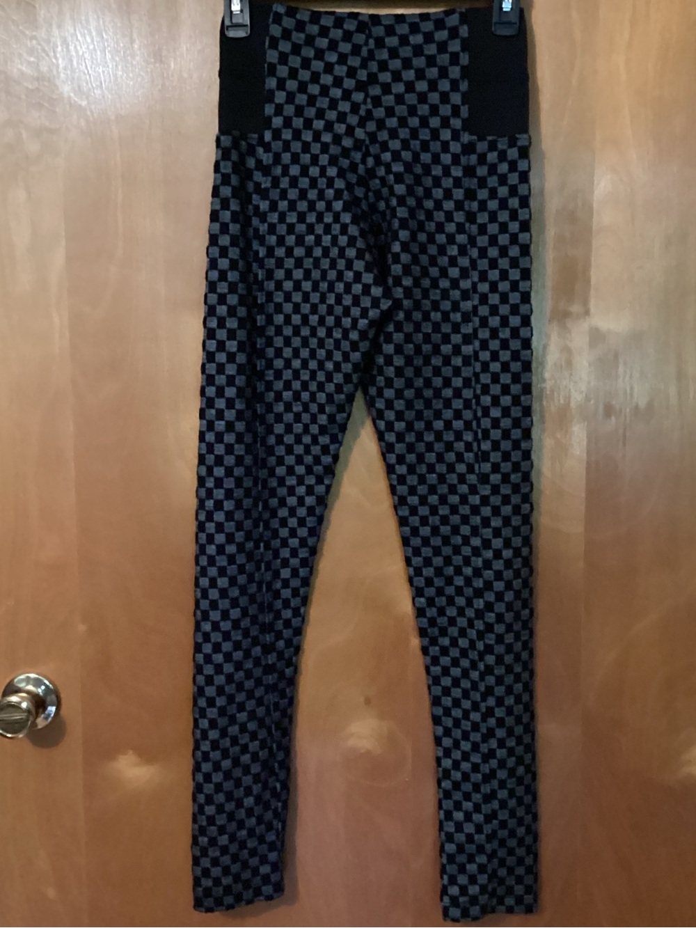Chocolate Black and Gray Checkered Kids Leggings